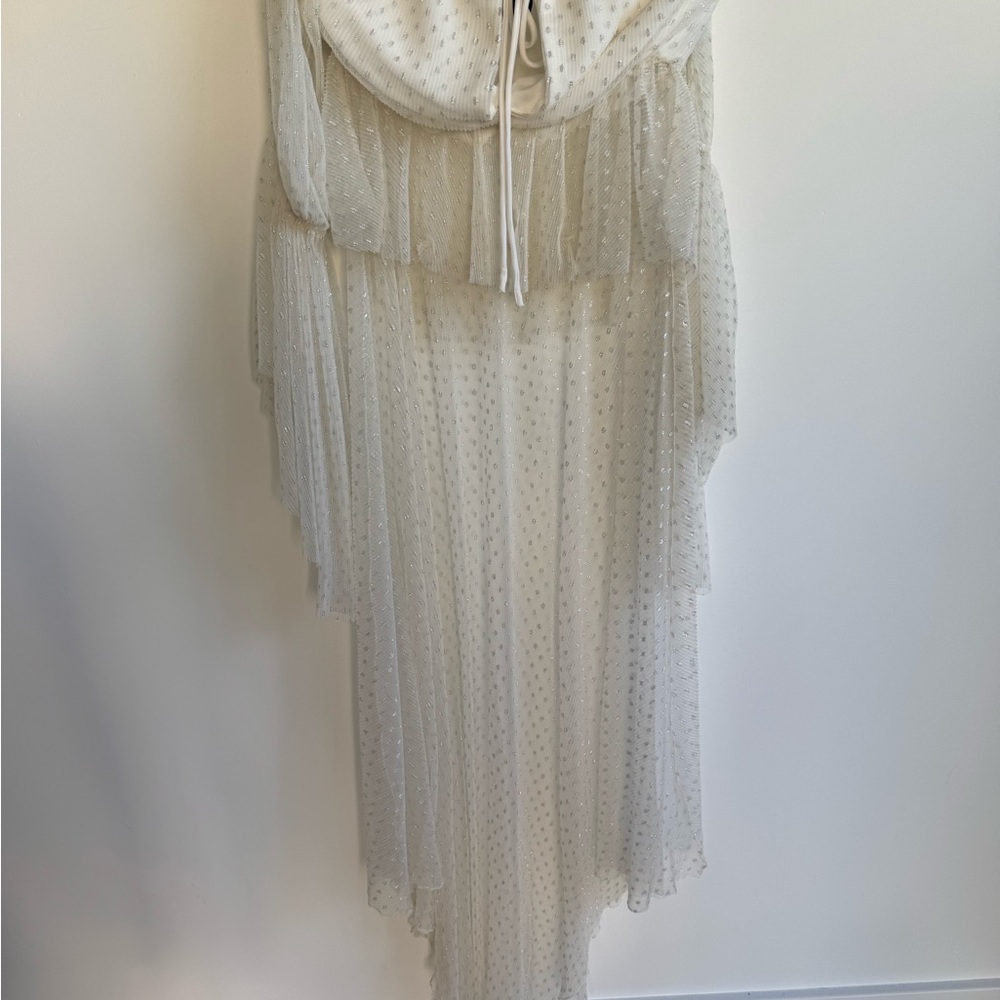 Michael Costello White Dress with Silver Accents